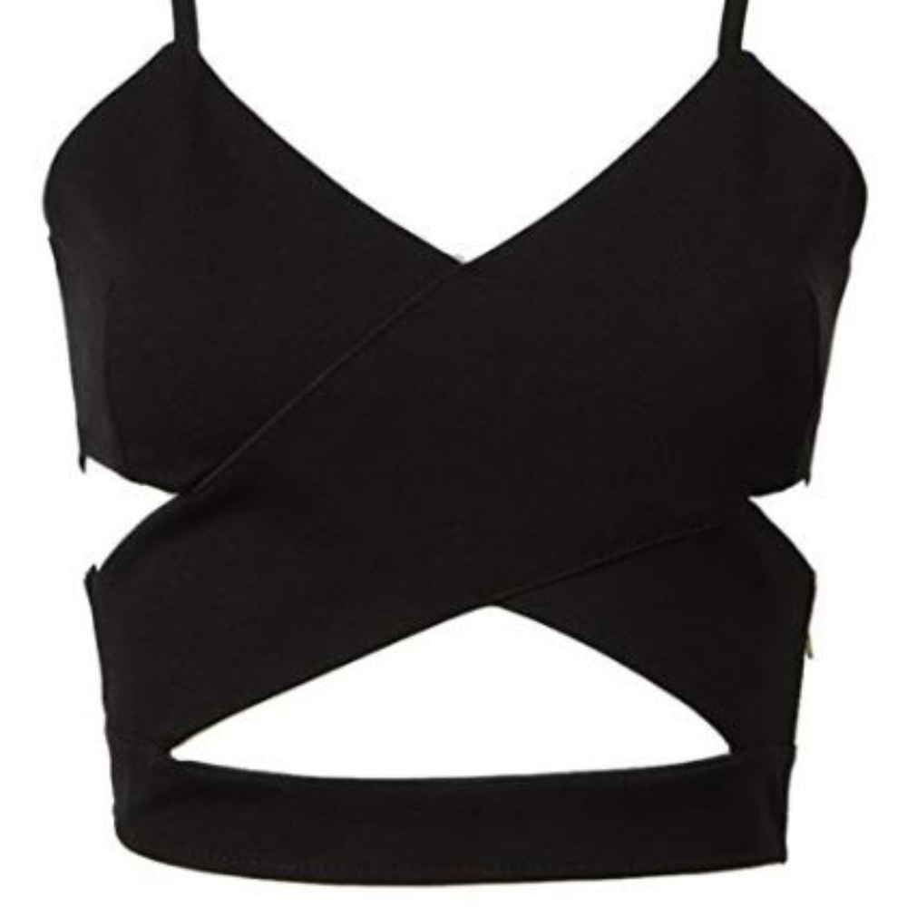 Cut Out Cross Spaghetti Strap Crop Top